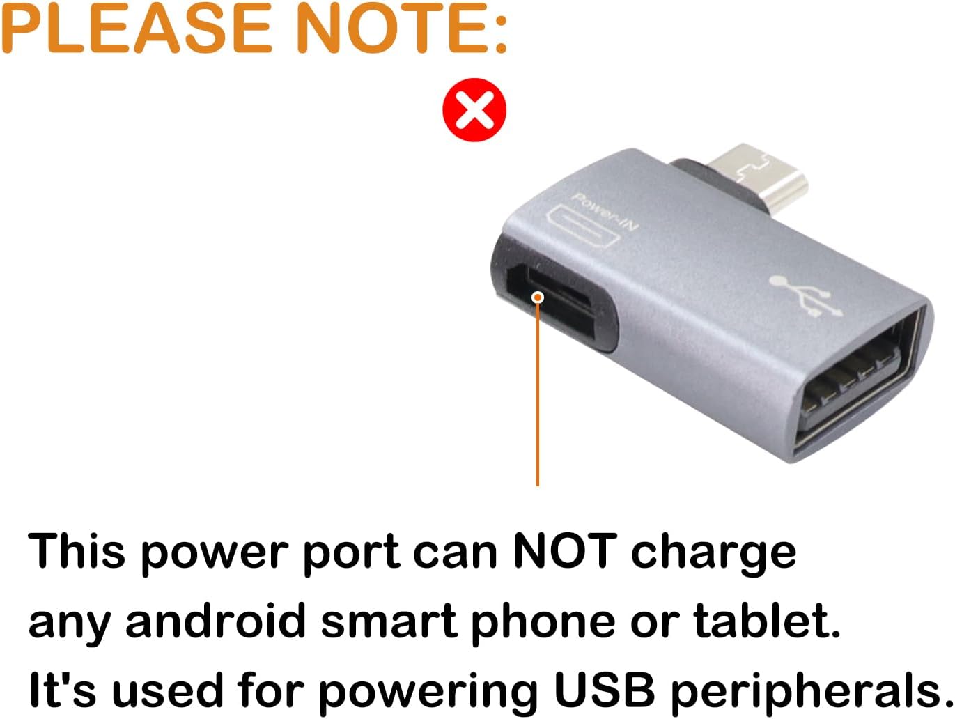Micro 5Pin Male to USB 2.0 A Female with Micro Female Power OTG Adapter - Left Angle