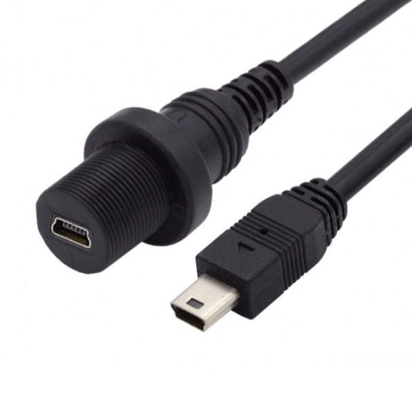 Mini USB 2.0 5 Pin panel mount extension cable main view