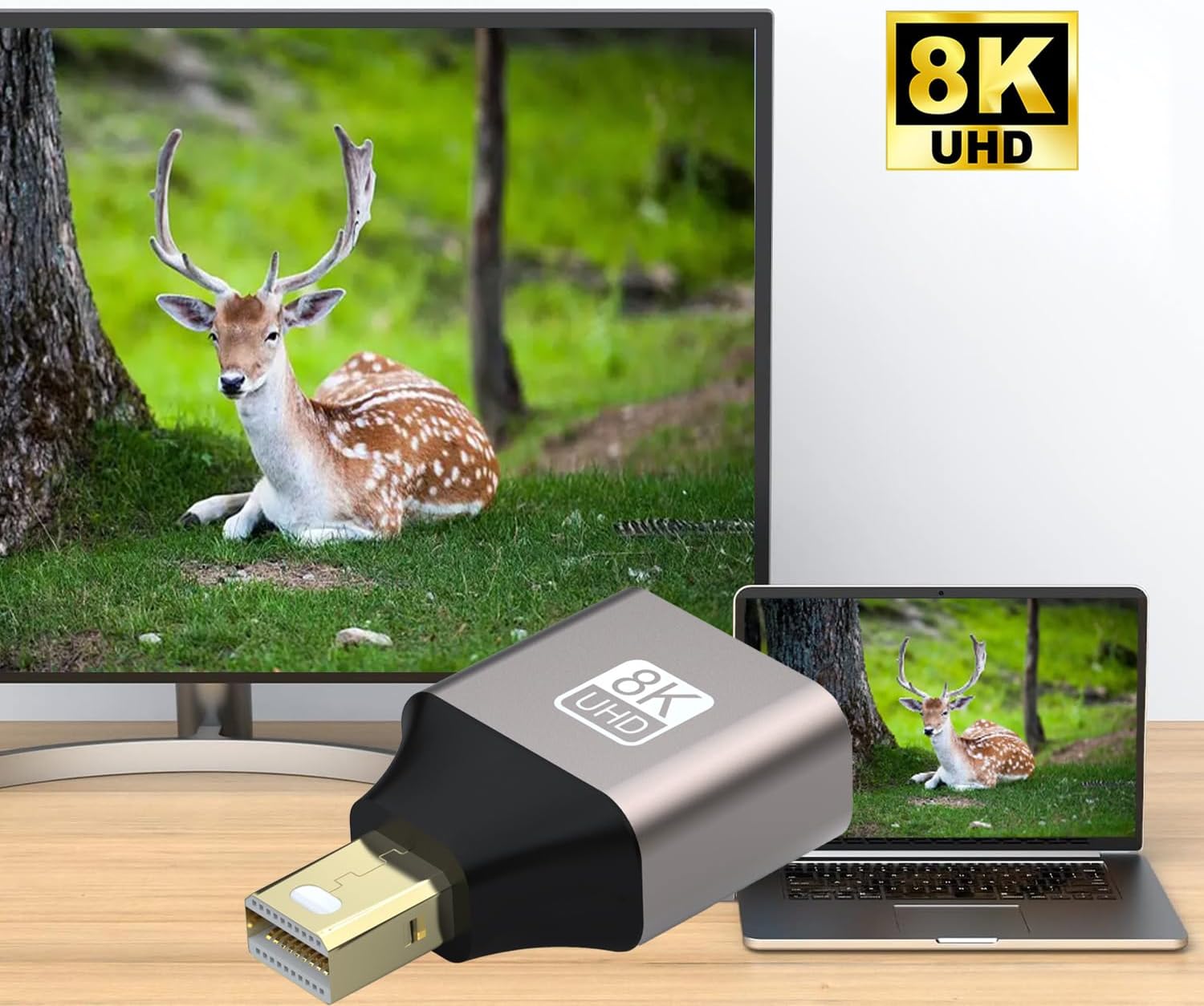 Mini Displayport Male to Displayport 1.4 Female 8K Extension Converter 8K@60Hz | Bi-Directional Transmission