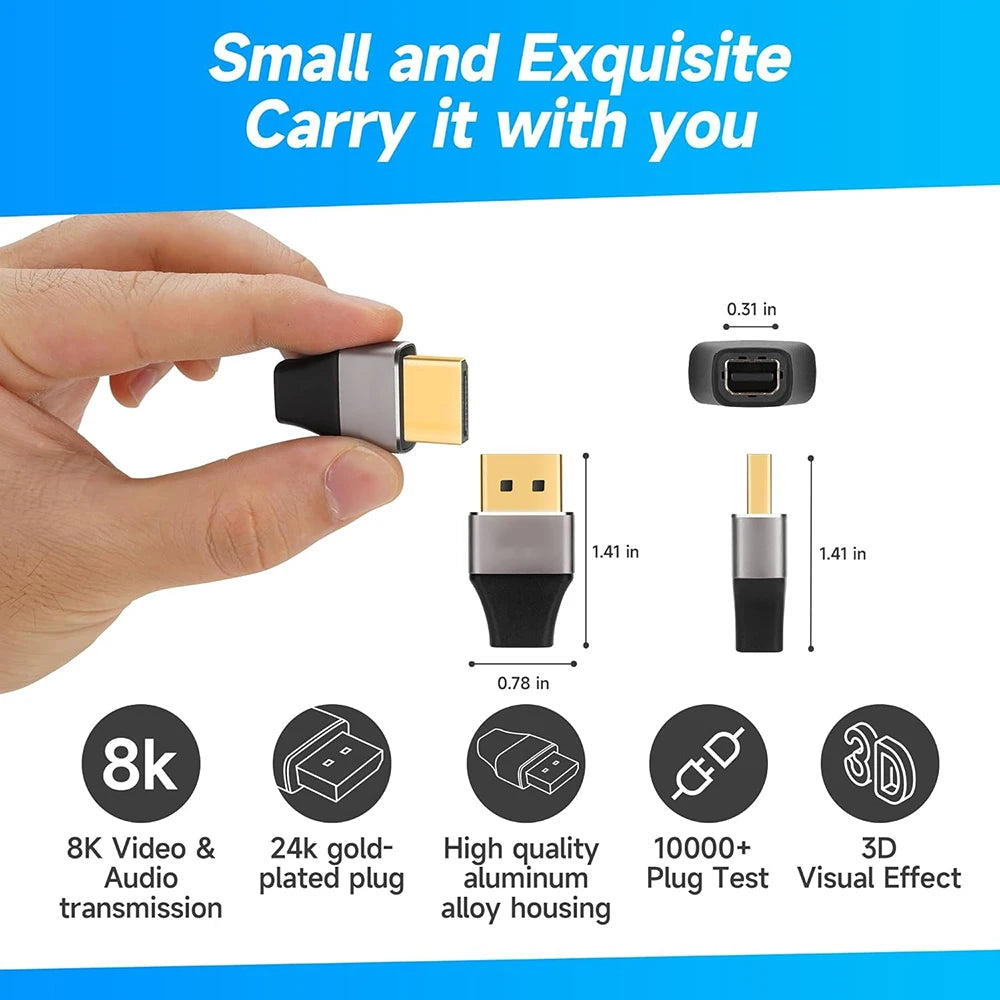 Displayport 1.4 Male to Mini Displayport Female 8K Extension Converter 8K@60Hz | Bi-Directional Transmission