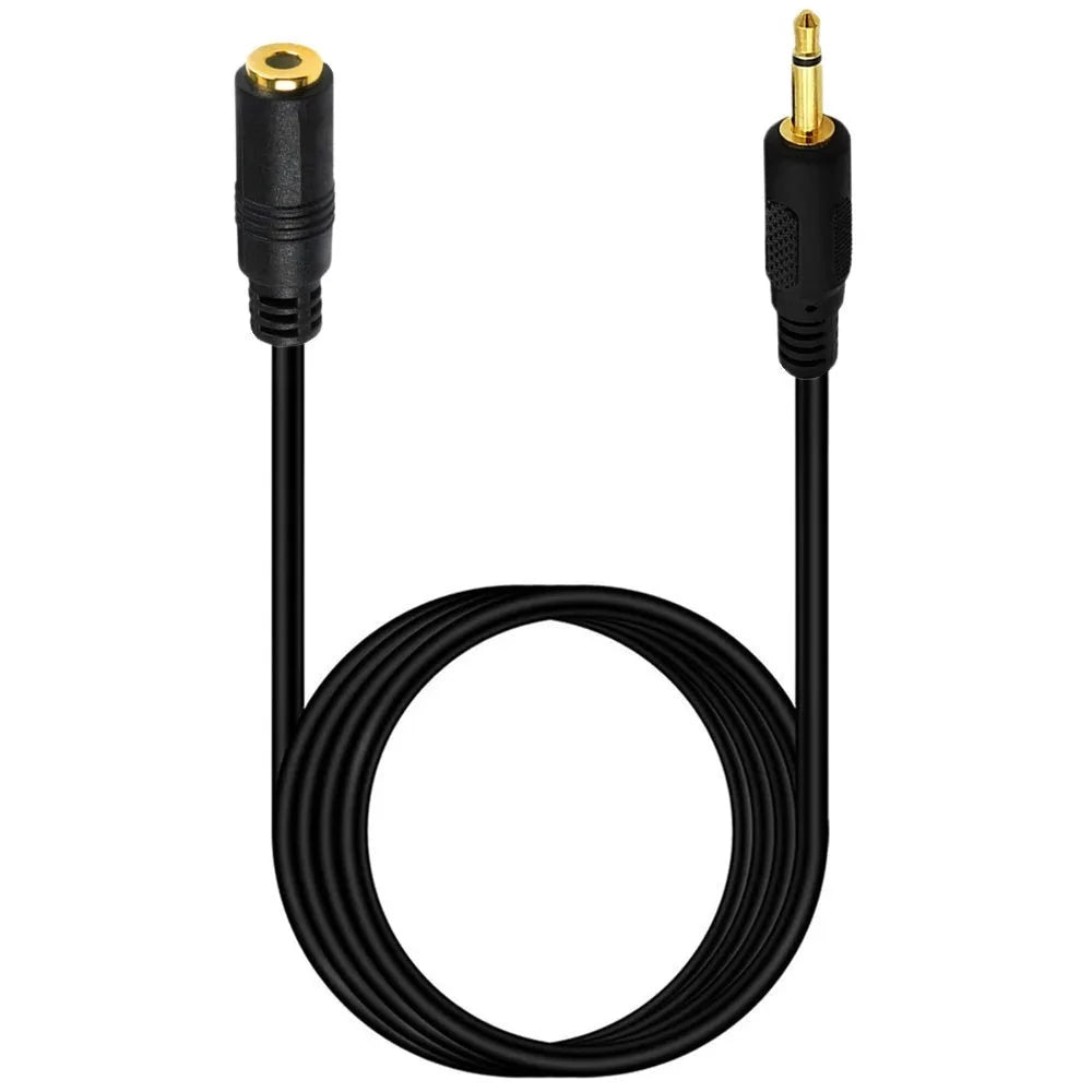 Close-up of 3.5mm mono male to female extension cable