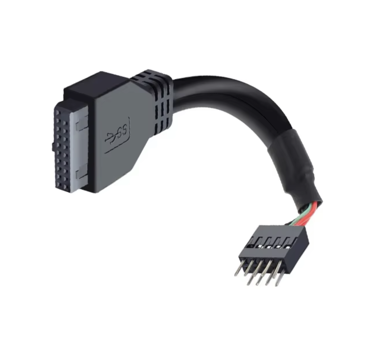 Short USB header converter cable for motherboard connection