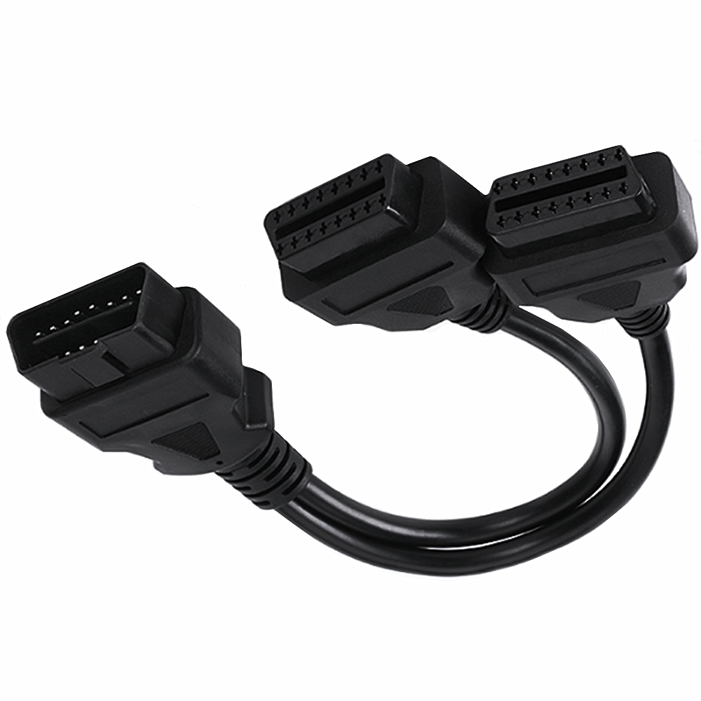 black OBD2 Y splitter extension cable