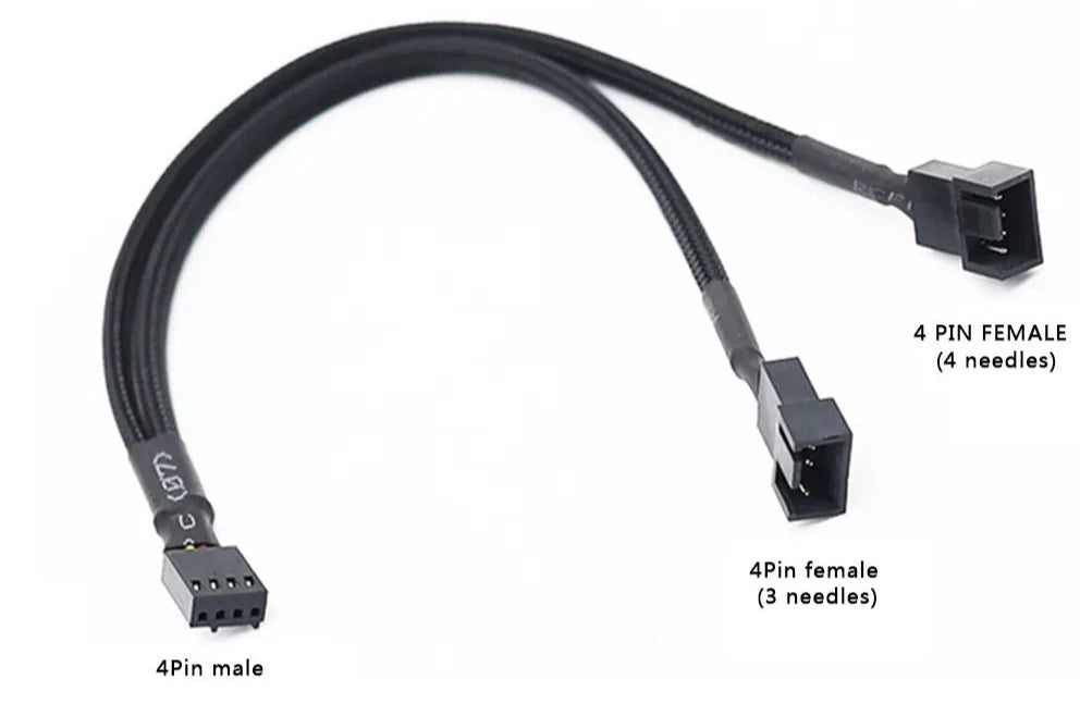 4 pin to dual 3 pin PC fan splitter cable