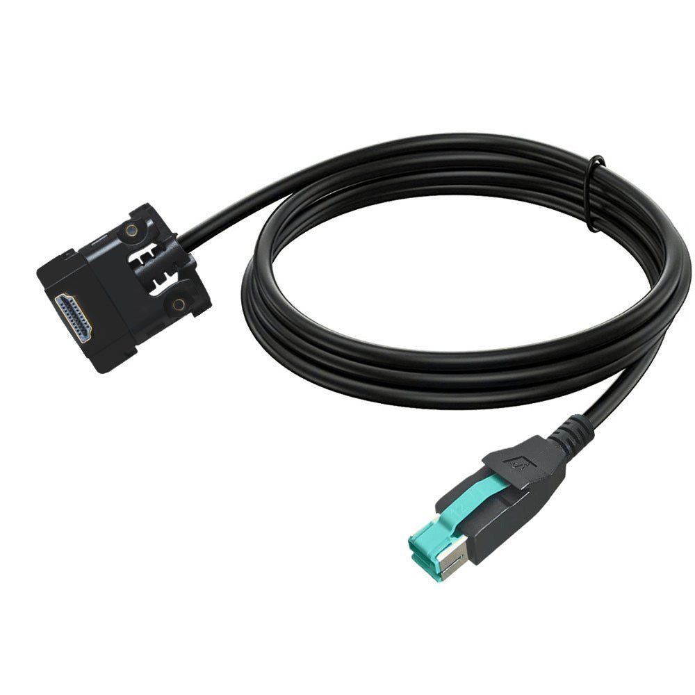 Computer cable with connectors on a white background