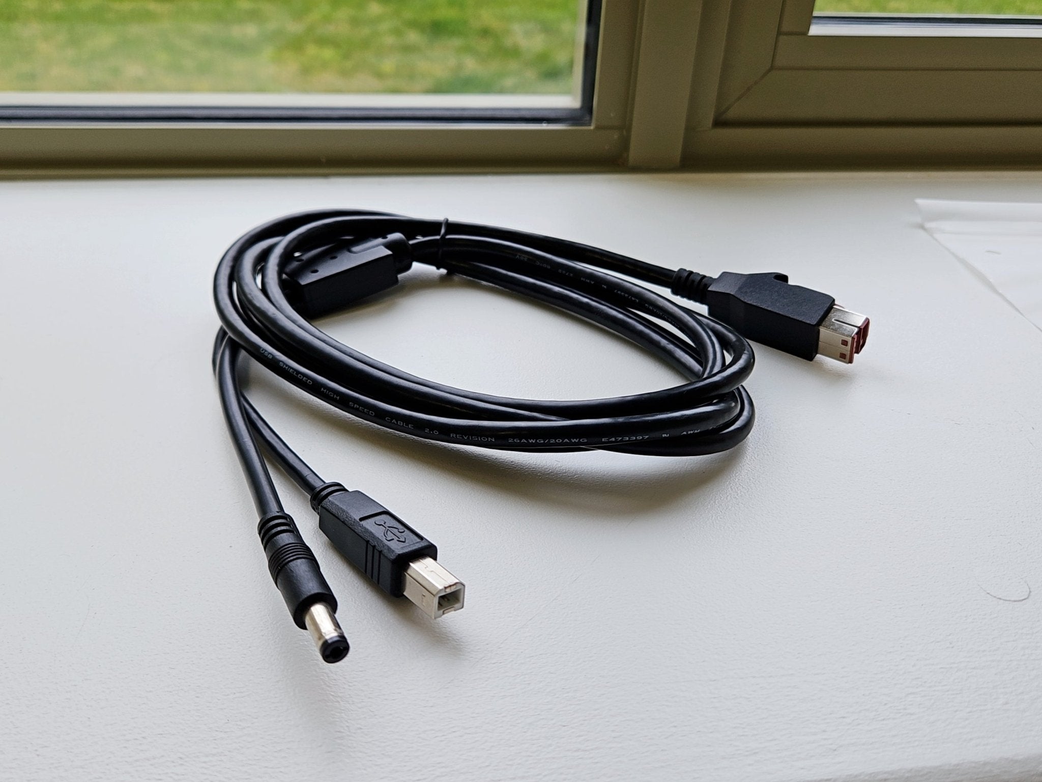Powered USB 24V to DC5525 and USB-B split cable 2m