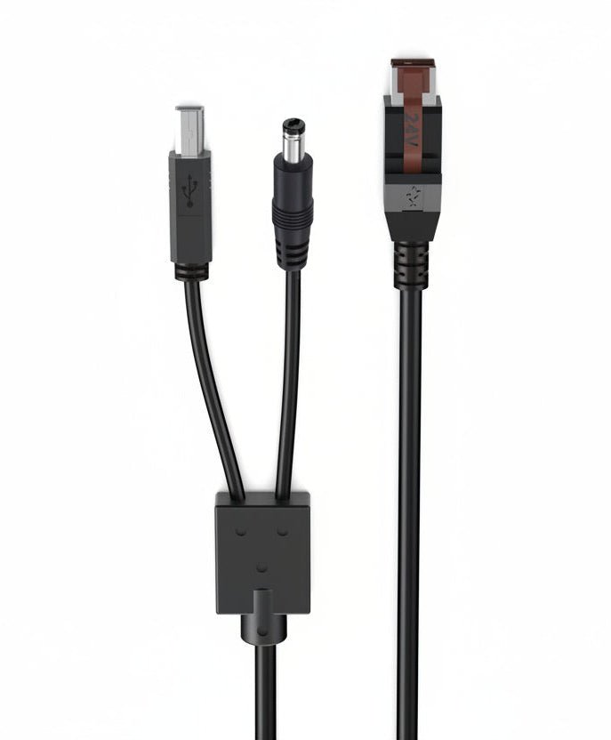 Powered USB 24V to DC5525 and USB-B split cable for IBM POS printer