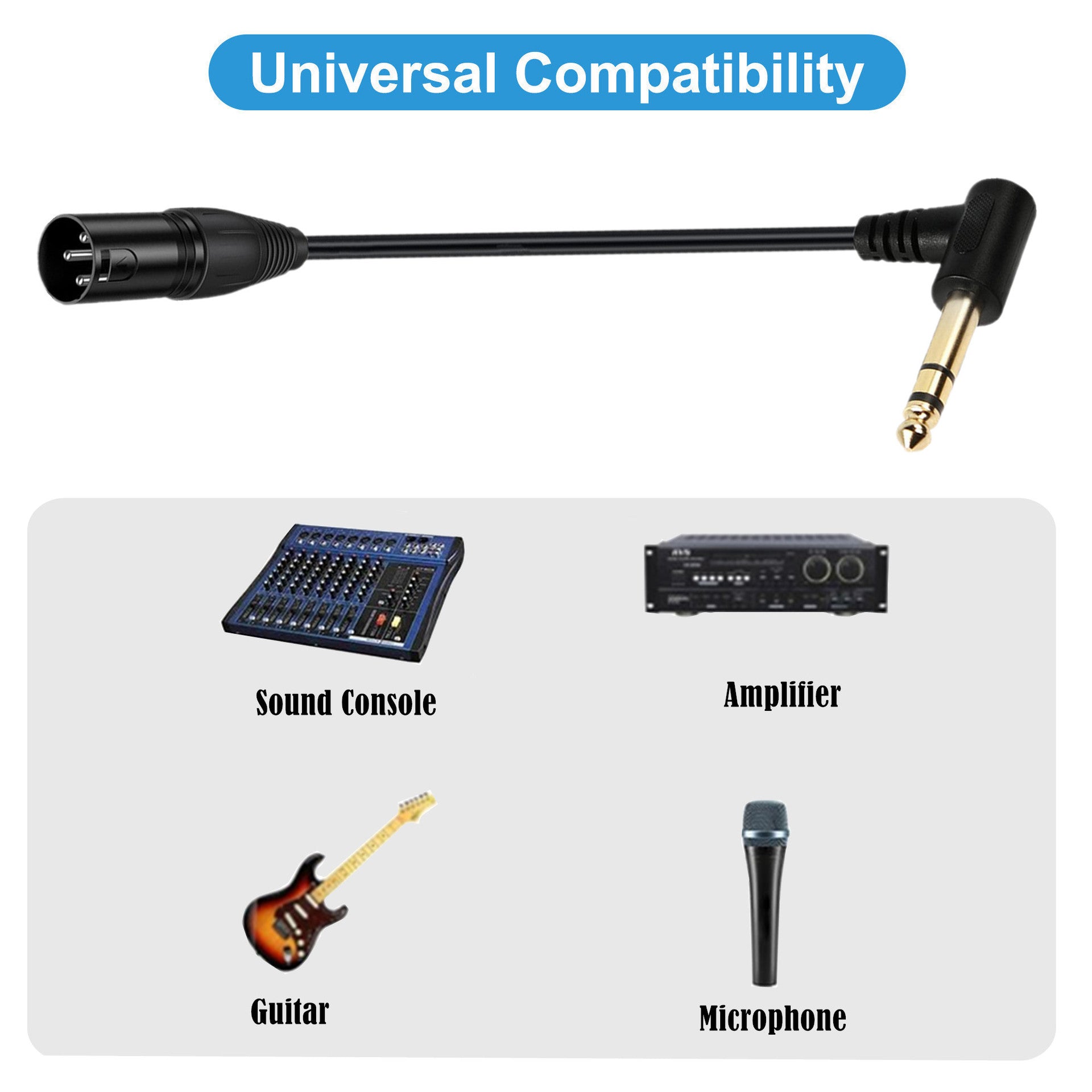 Compatibility illustration for mixers, amplifiers and audio interfaces
