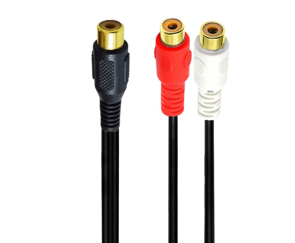 RCA female to dual RCA female audio Y splitter extension cable