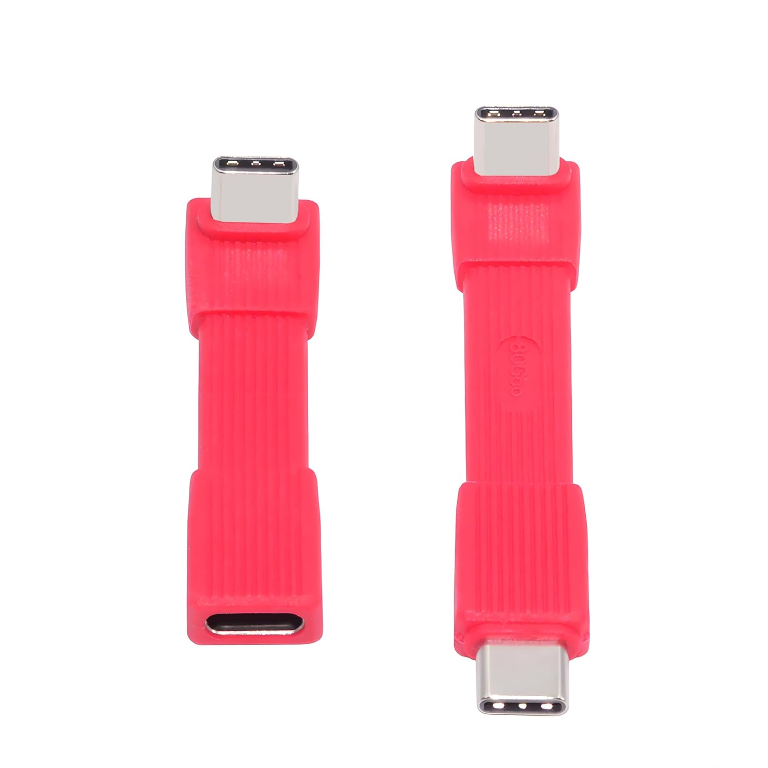 red USB‑C 80Gbps 240W flat angled extension cable, 51 mm