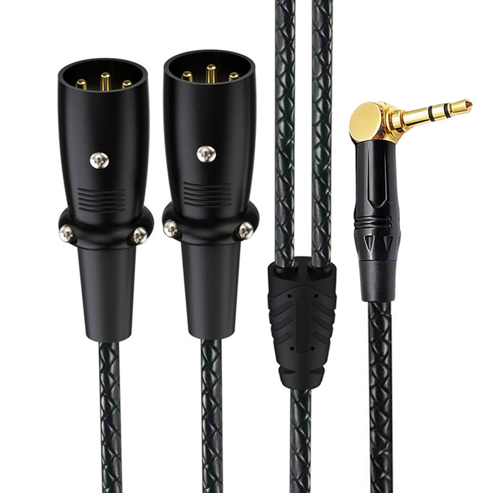 right angle 3.5mm TRS male to dual XLR male Y splitter cable