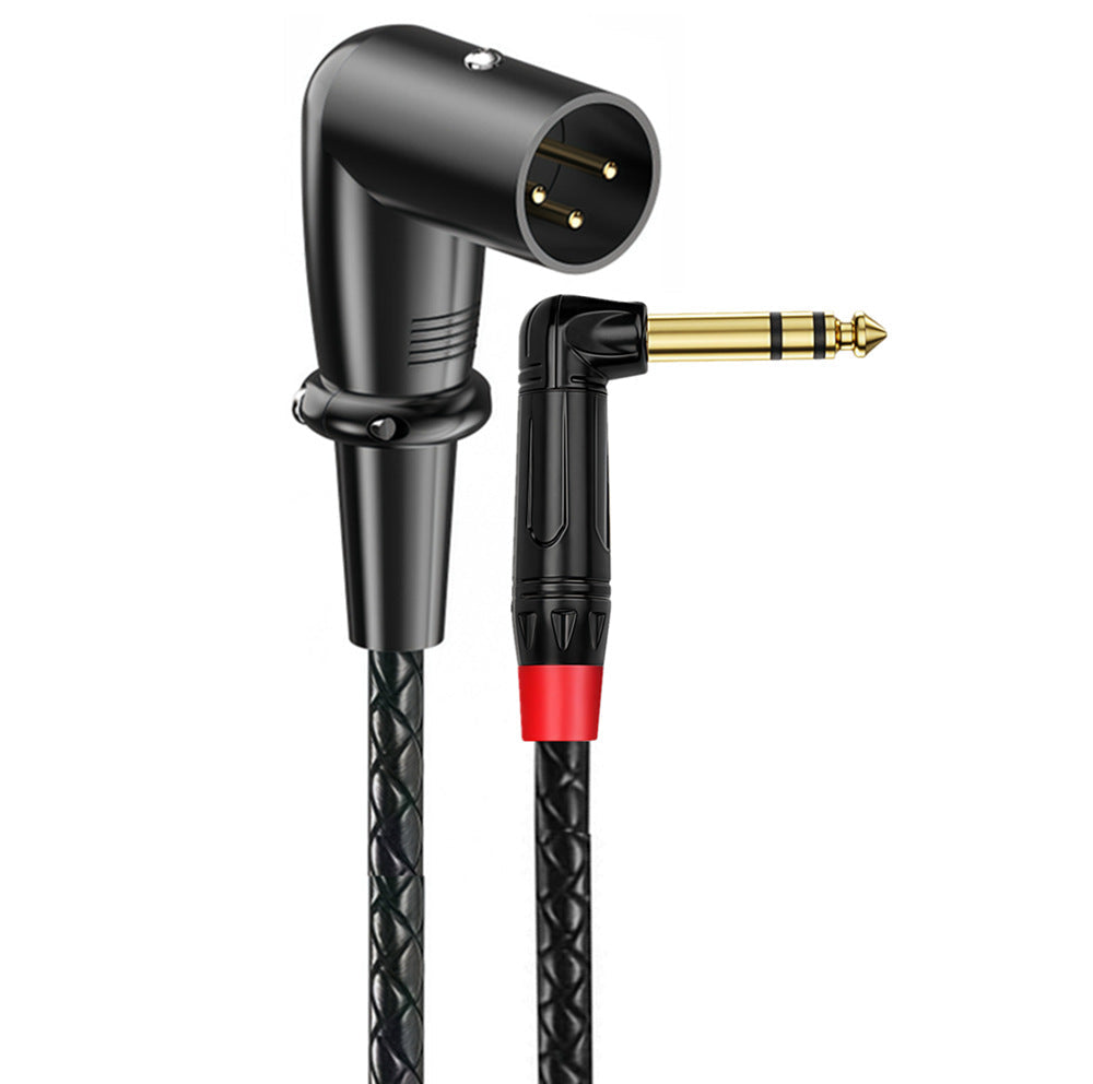 Right angle XLR male to 6.35mm TRS male balanced audio cable