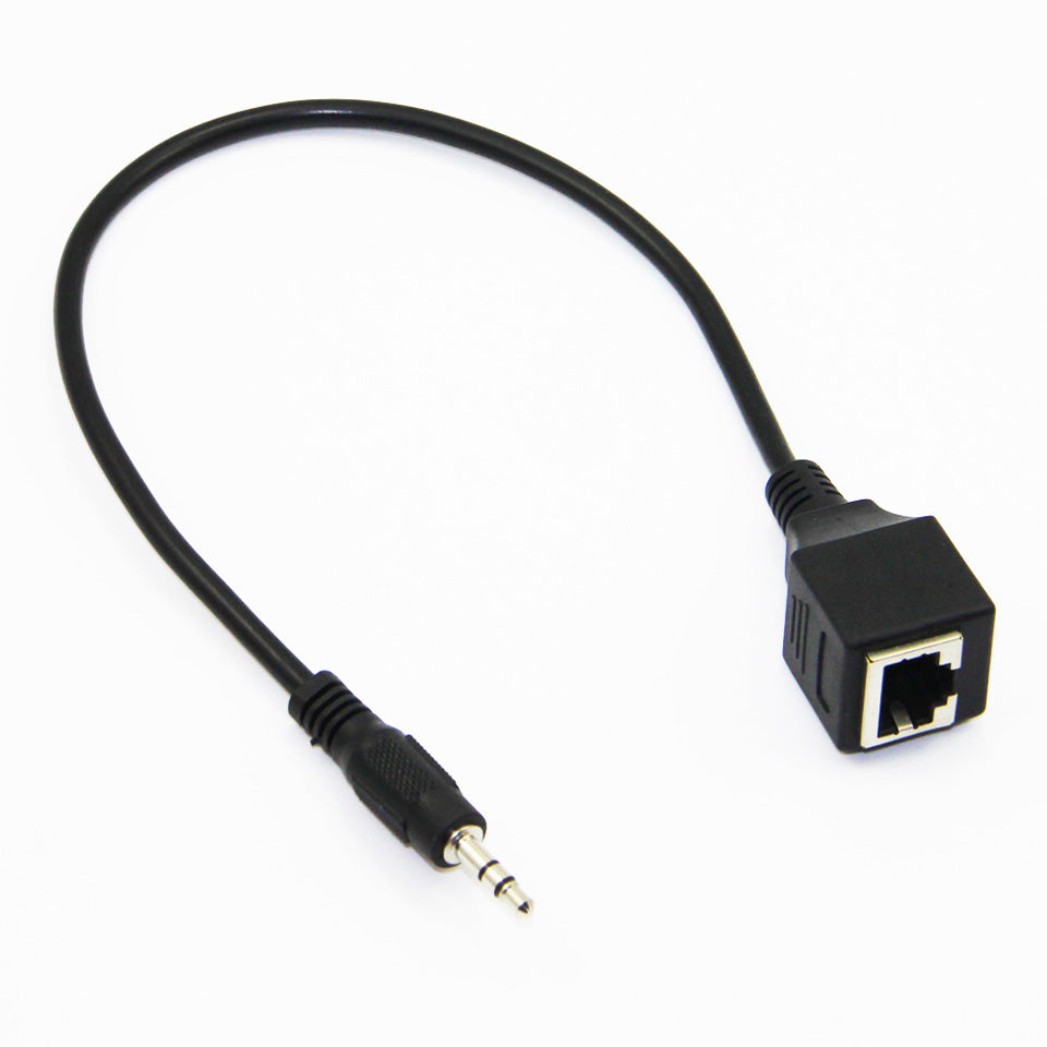 RJ45 female audio adapter connector close up