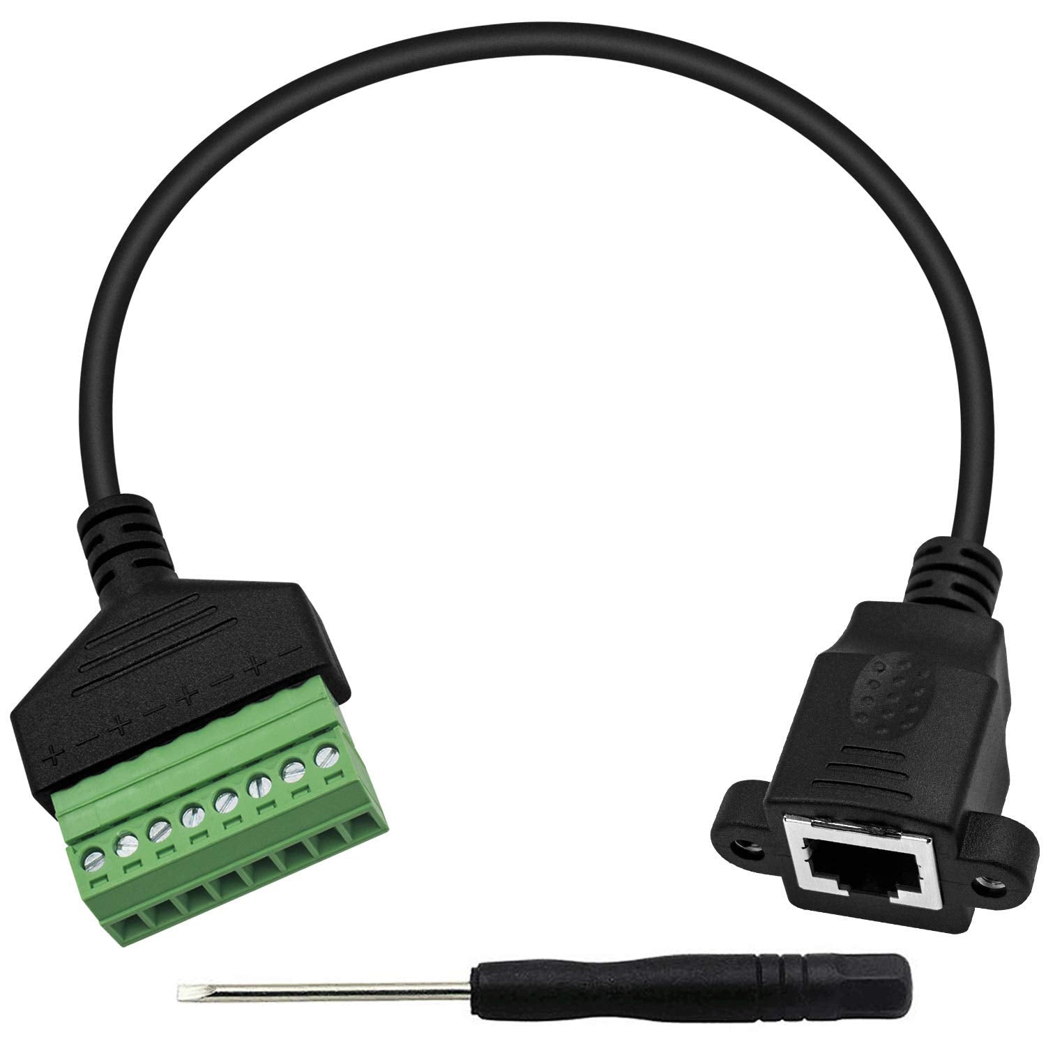 RJ45 female to 8 pin screw terminal adapter cable