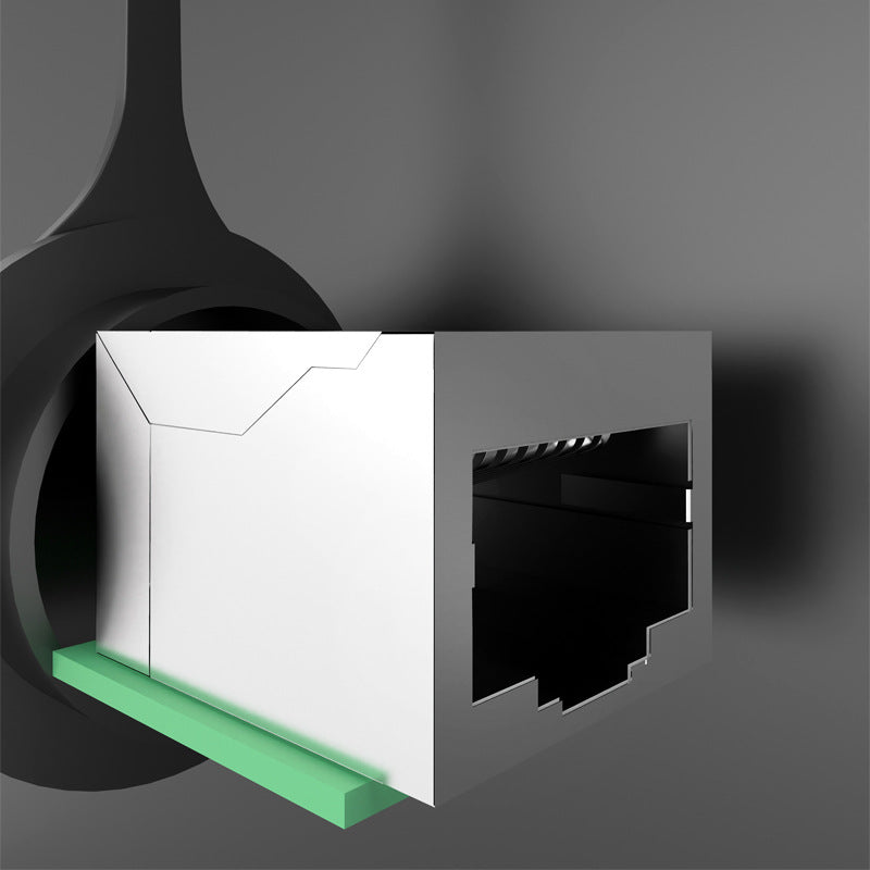 Ethernet cable connector on a dark background