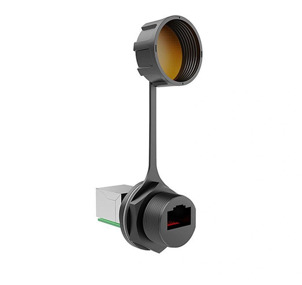 RJ45 waterproof panel mount socket front view