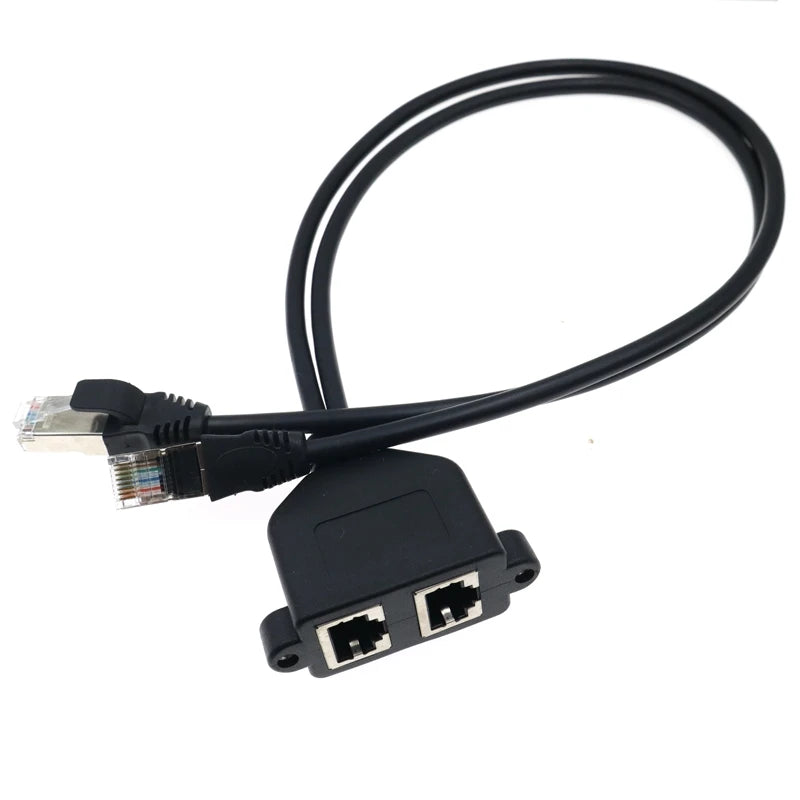 RJ45 Dual Male to Female Ethernet LAN Network Panel Mount Extension Cable 0.5m