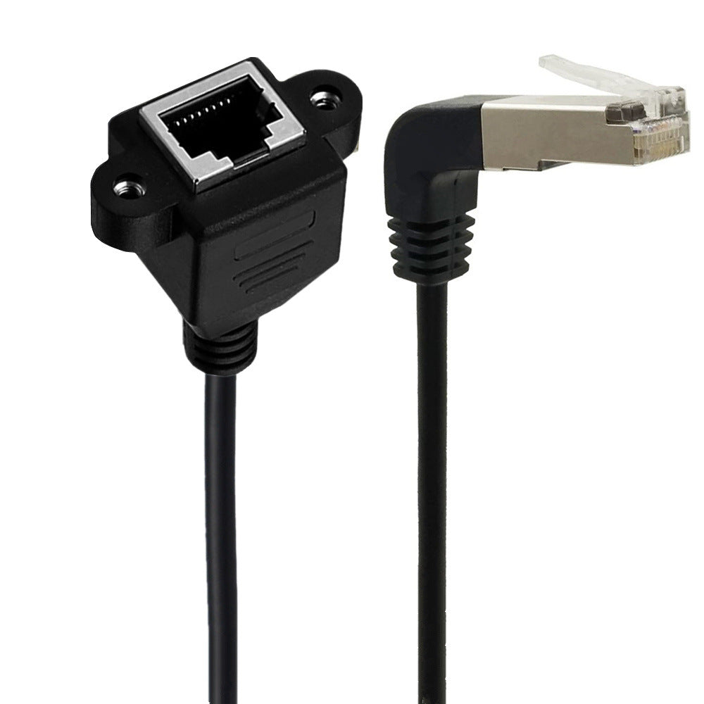 RJ45 Cat 5e Male to Female Panel Mount Ethernet Network Extension Cable 0.3m