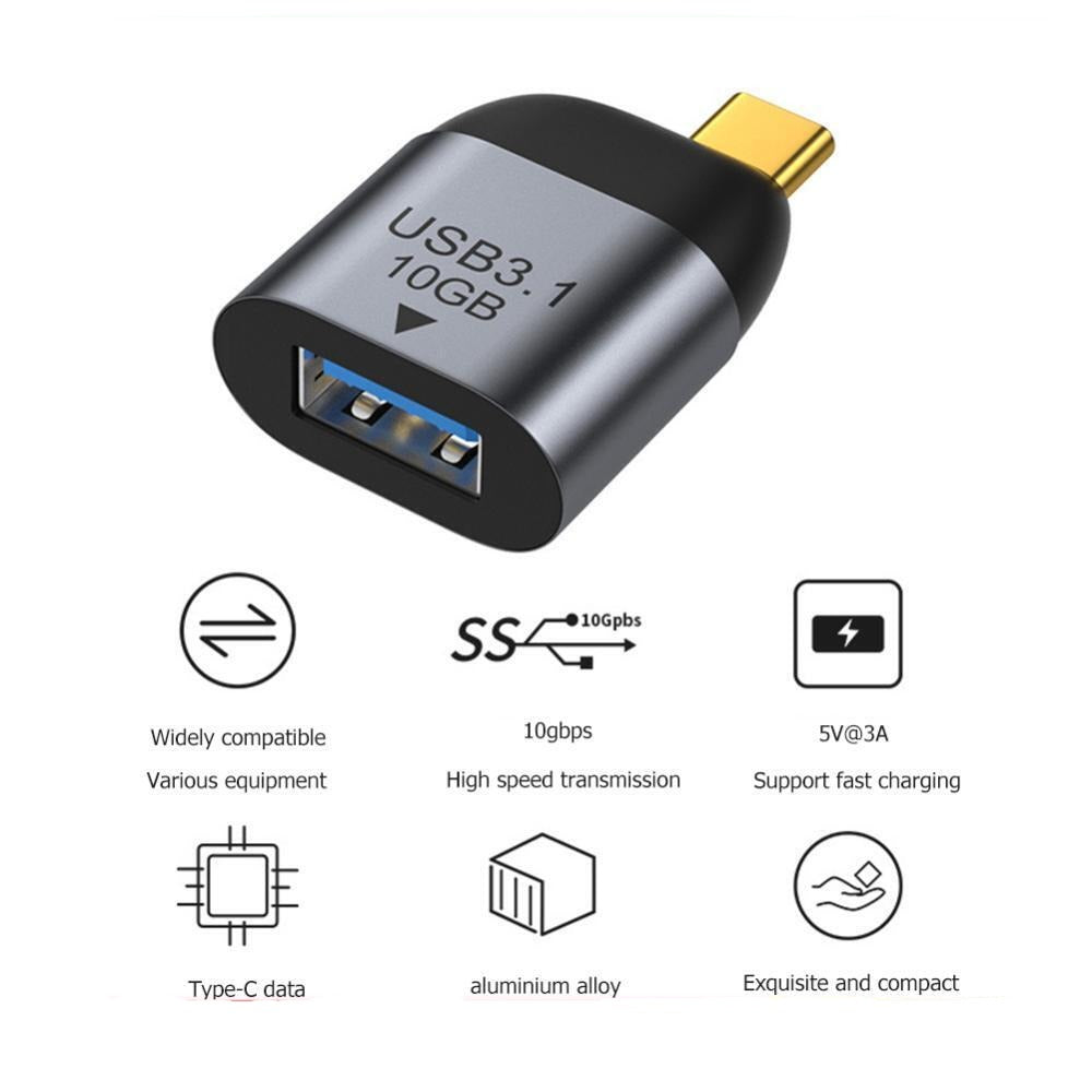 USB C 3.1 Gen2 Male to USB 3.0 A Female Extension Adapter 10Gbps