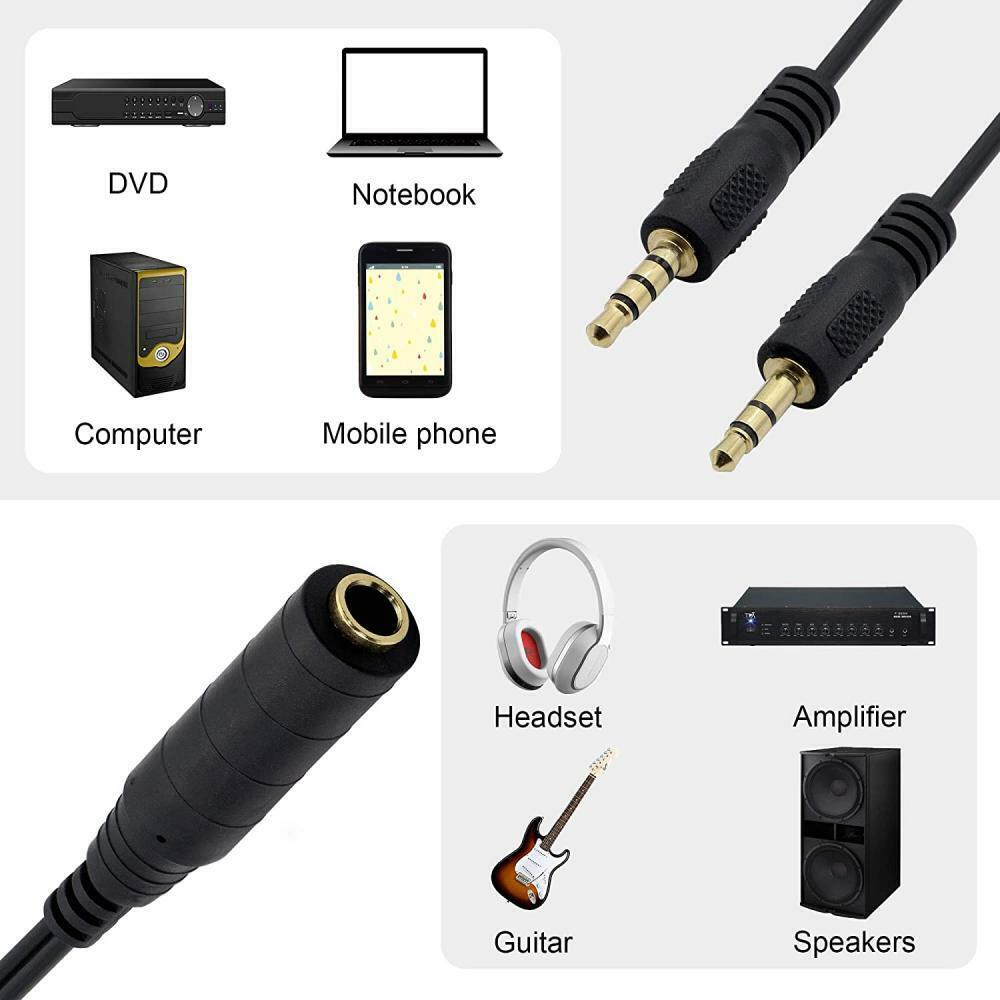 6.35mm 1/4 inch TRS Female to Dual 3.5mm Male Stereo Audio Y Splitter Cable