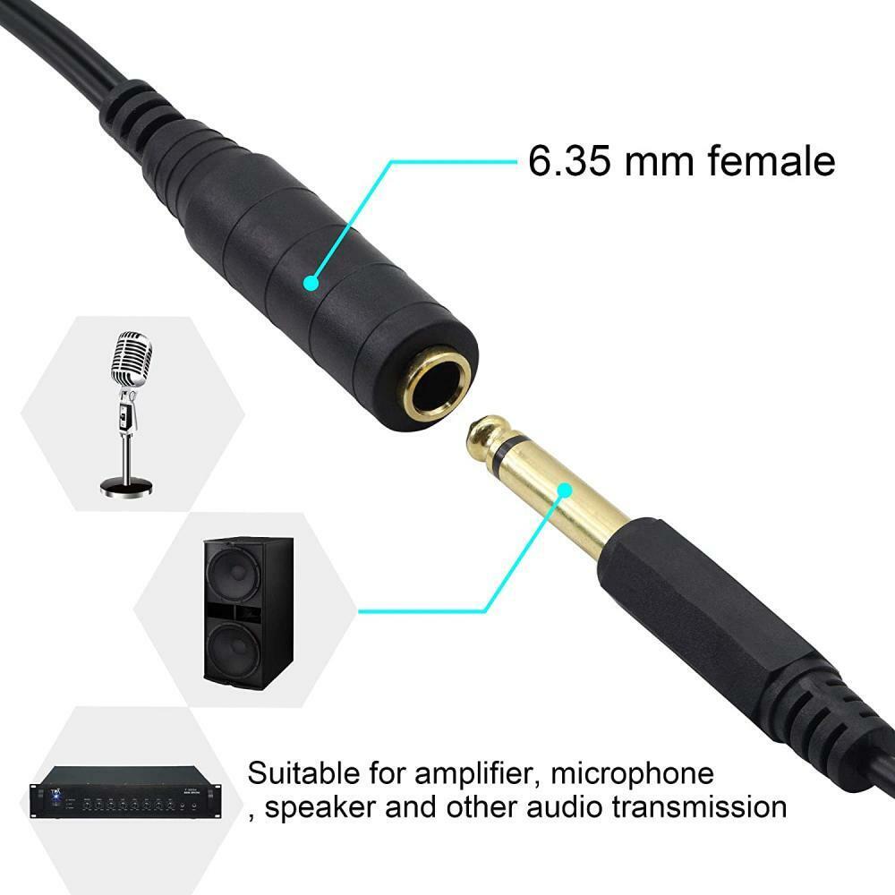 6.35mm 1/4 inch TRS Female to Dual 3.5mm Male Stereo Audio Y Splitter Cable