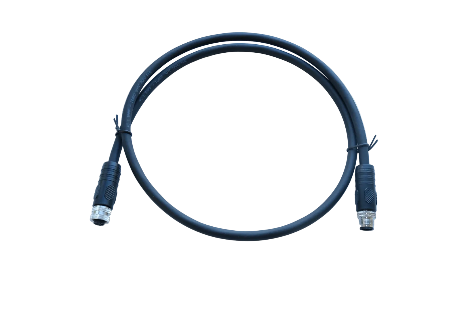 M12 S-Code 4-Pin Male to Female Power Cable 1m – PUR Drag Chain Industrial