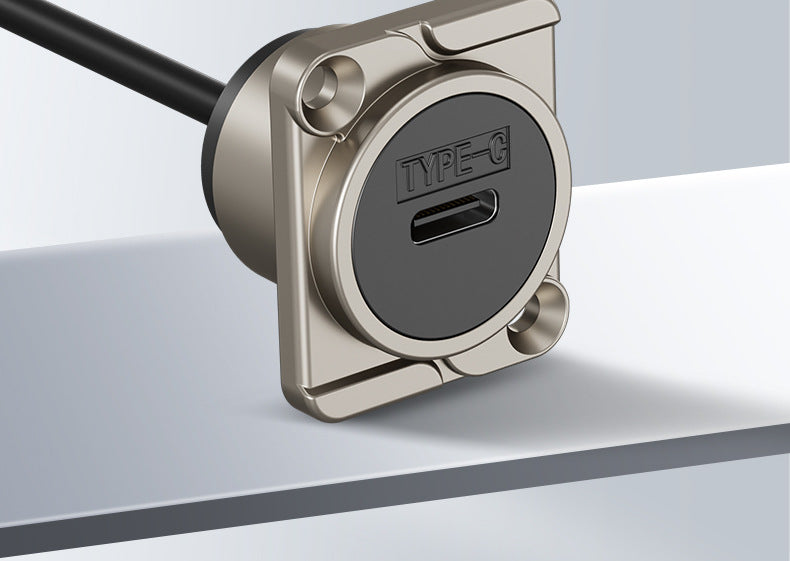 USB Type-C panel mount connector silver finish