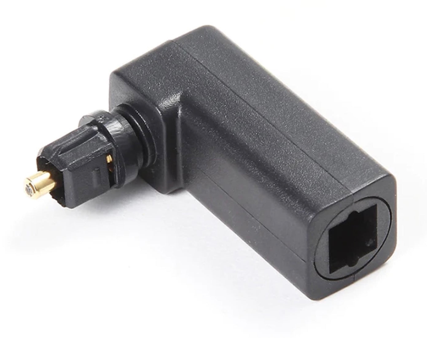 TOSLINK male to female optical audio adapter with right angle design