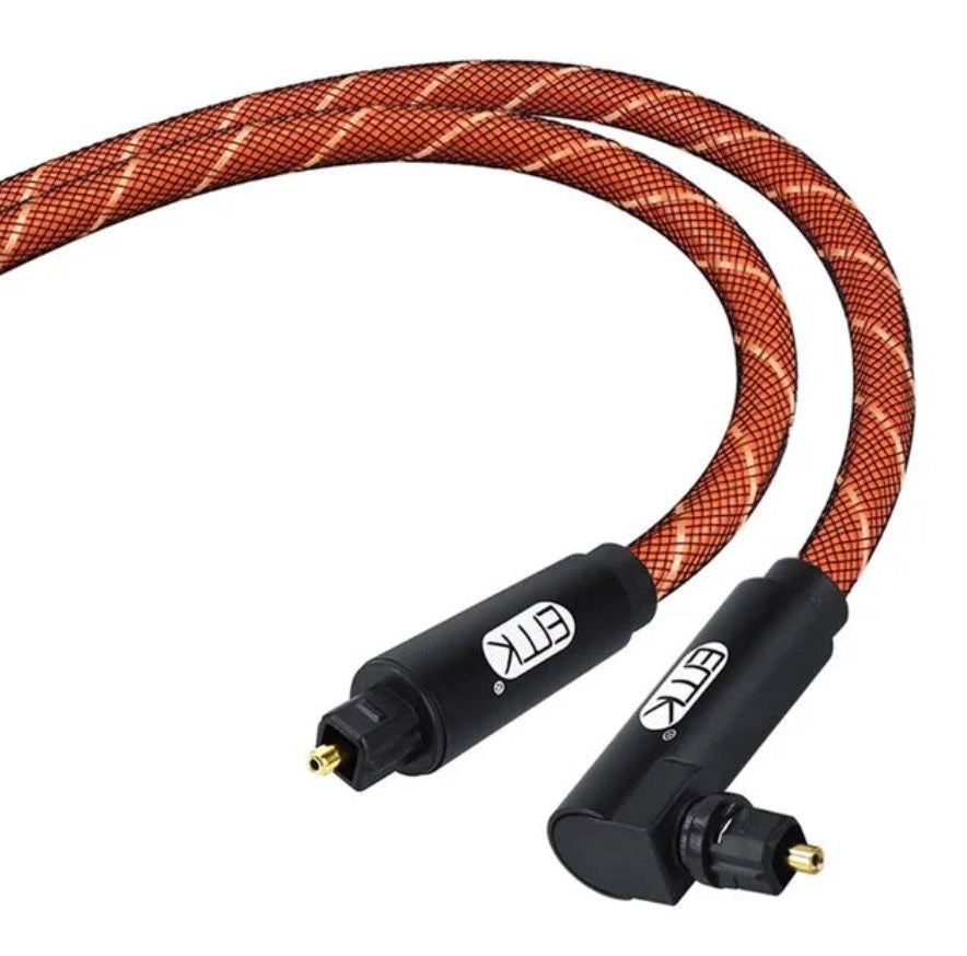 Copper braided TOSLINK optical audio cable with rotatable connector