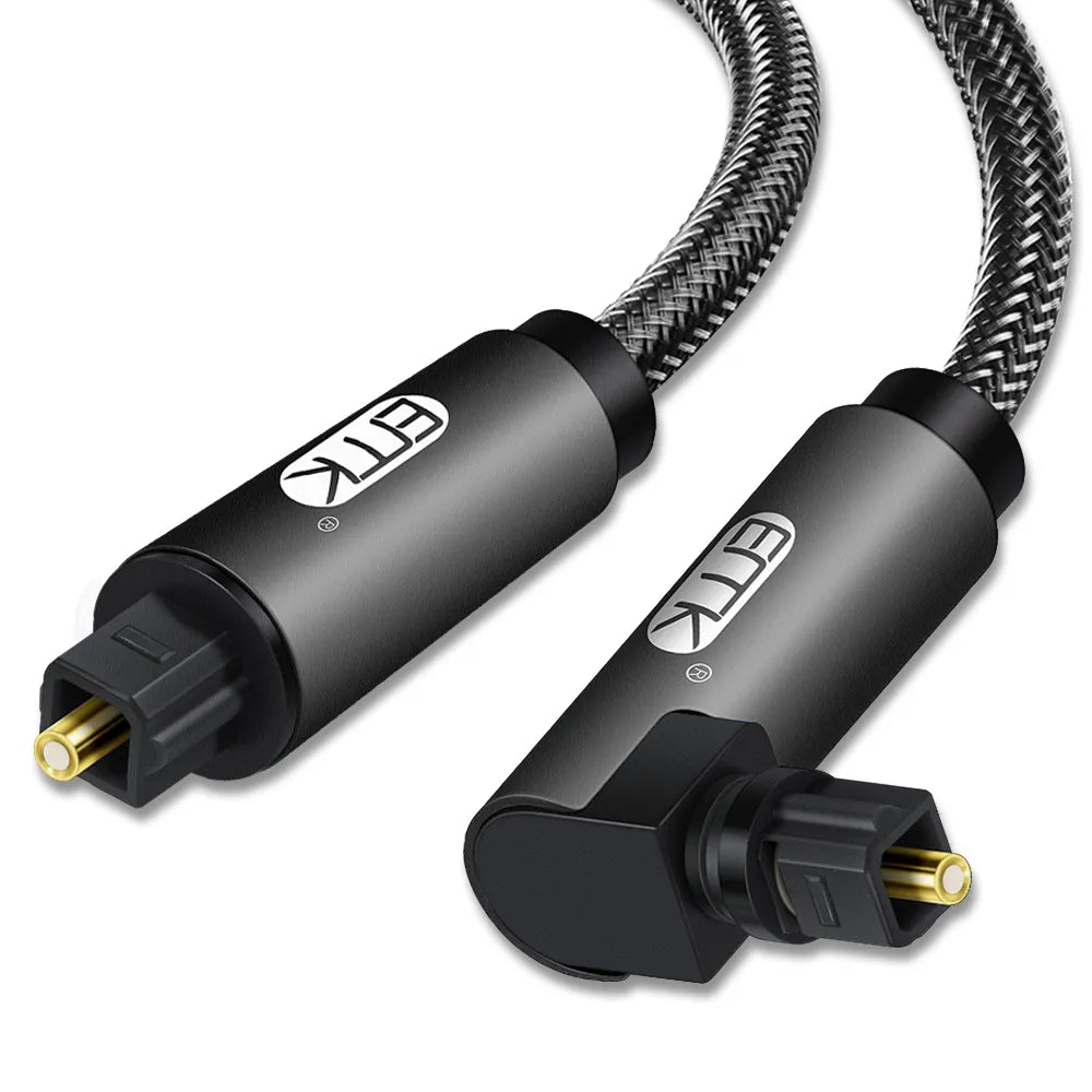 TOSLINK rotatable right angle optical audio cable with braided nylon jacket