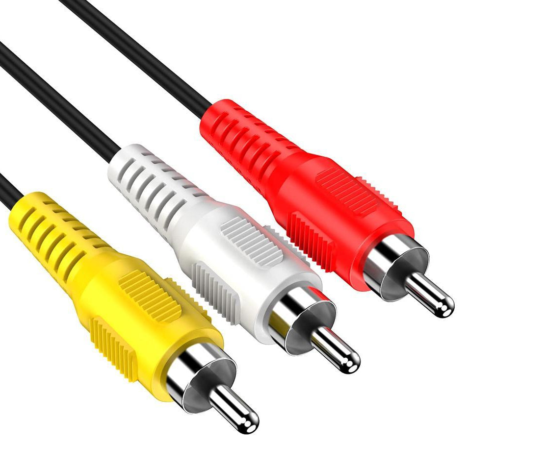 Triple RCA male audio video adapter with USB female connector