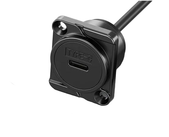 Type-C panel mount connector with extension cable