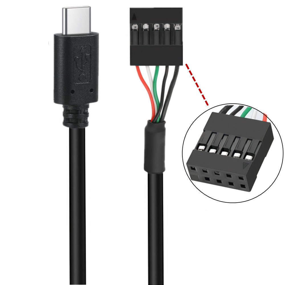 USB-C cable with 10-position motherboard header connector