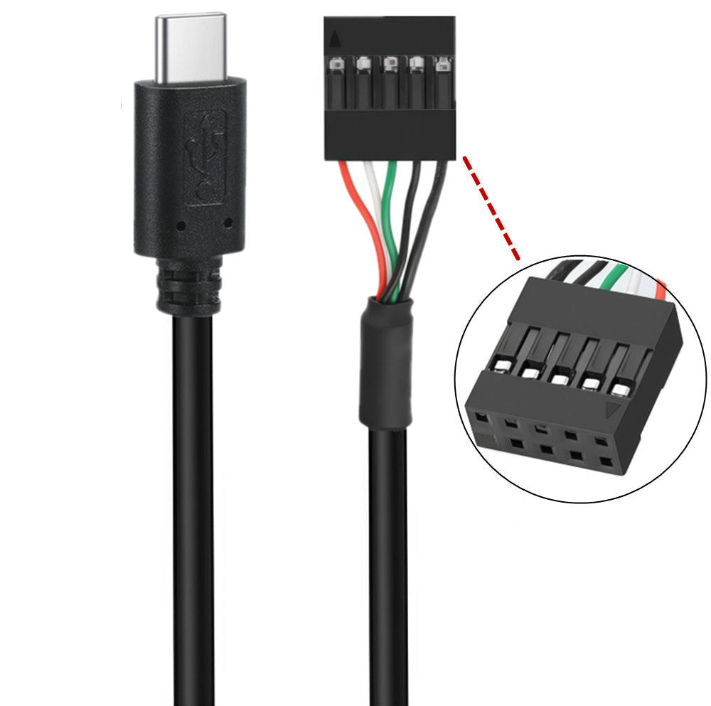 USB-C cable with 10-position motherboard header connector