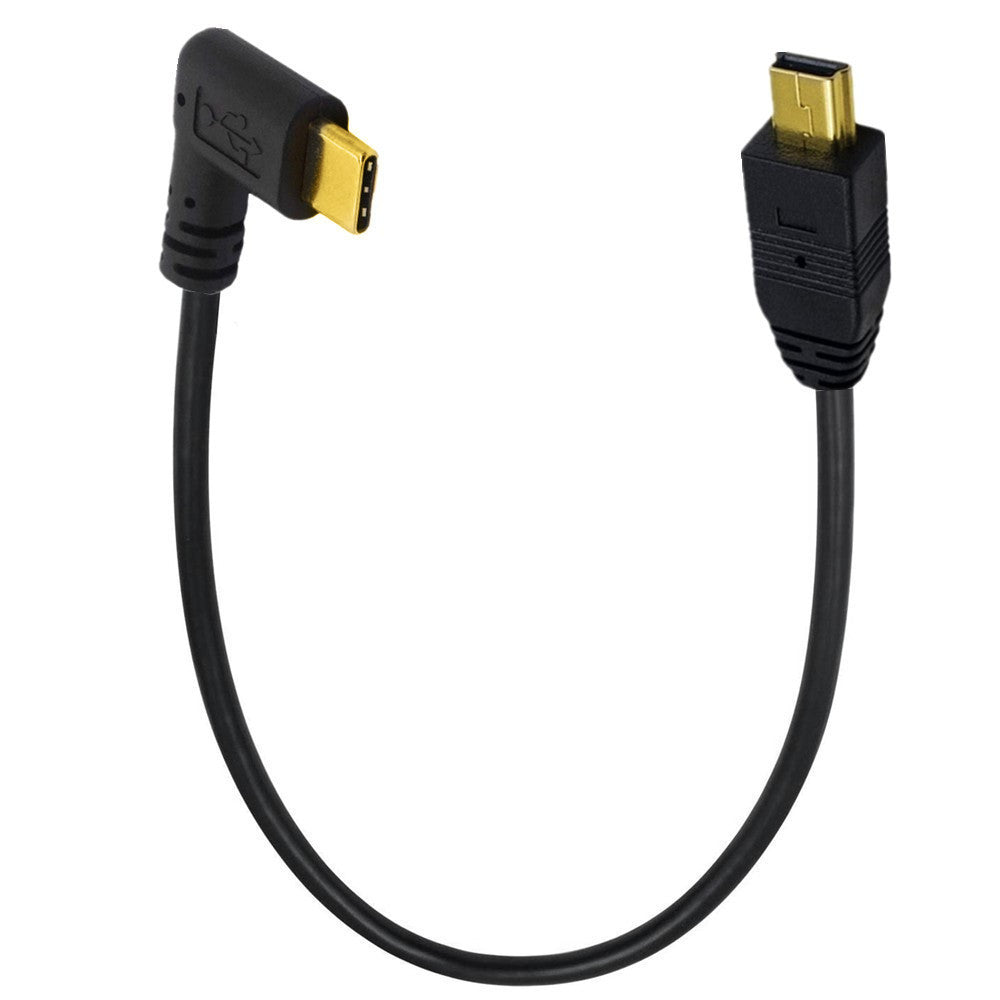 USB 3.1 Type C Angled Male to Mini USB Male Data Charging Cable 0.25m