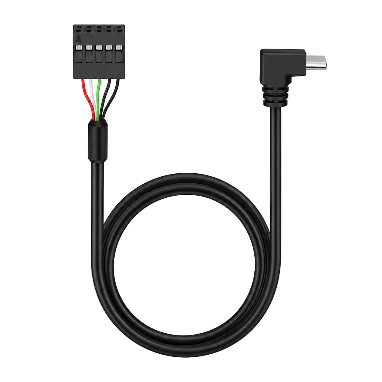 USB 2.0 9-pin motherboard header to 90-degree USB-C male cable