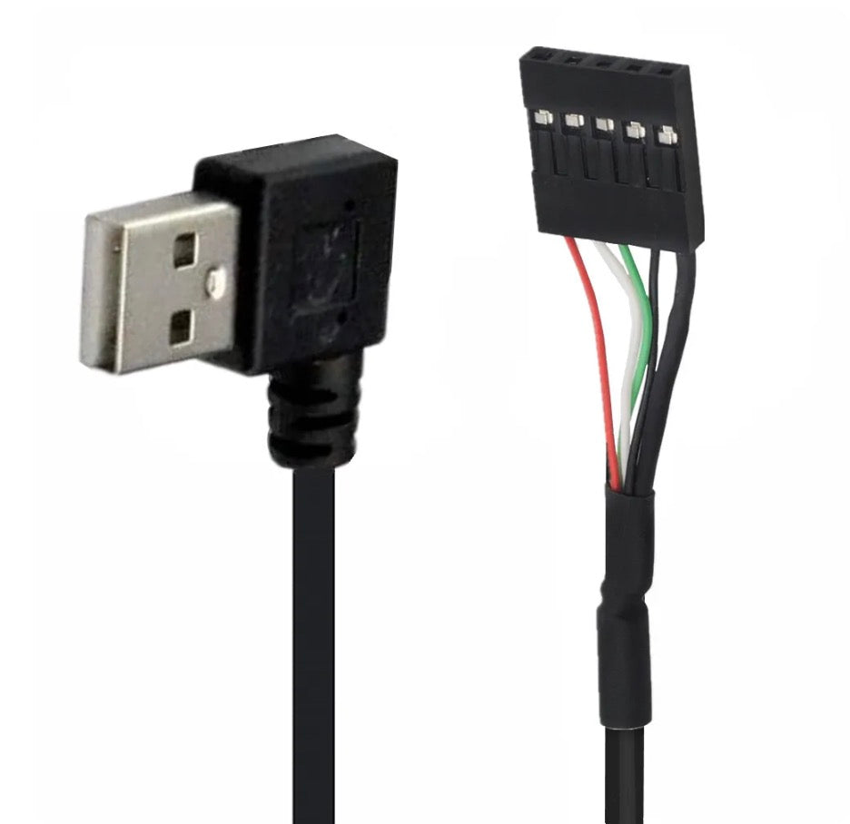 USB 2.0 Type-A left angle male to 5 pin female 2.54mm USB header PCB motherboard cable