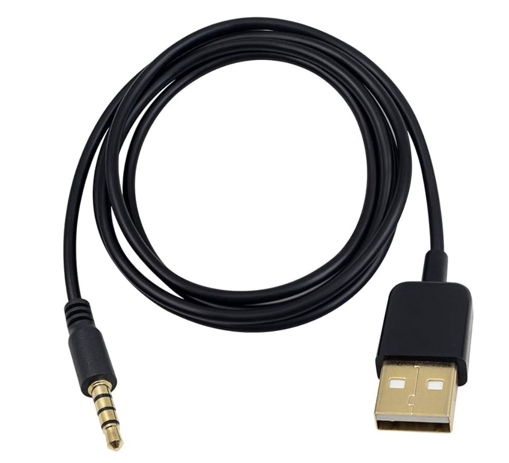 USB 2.0 Type-A to 3.5mm 4 pole charging cable for MP3 players MP4 players voice recorders and speakers