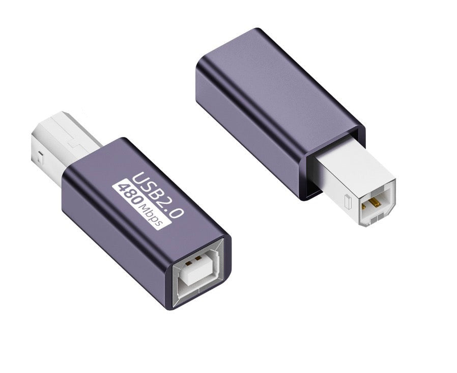USB 2.0 Type B male to Type B female extension adapter for MIDI keyboards and USB devices