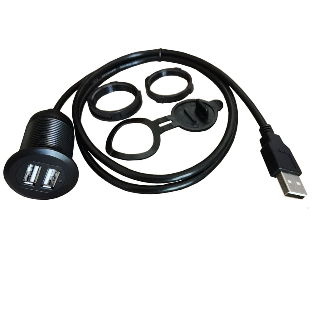 USB 2.0 dual port panel flush mount extension cable with LED indicator
