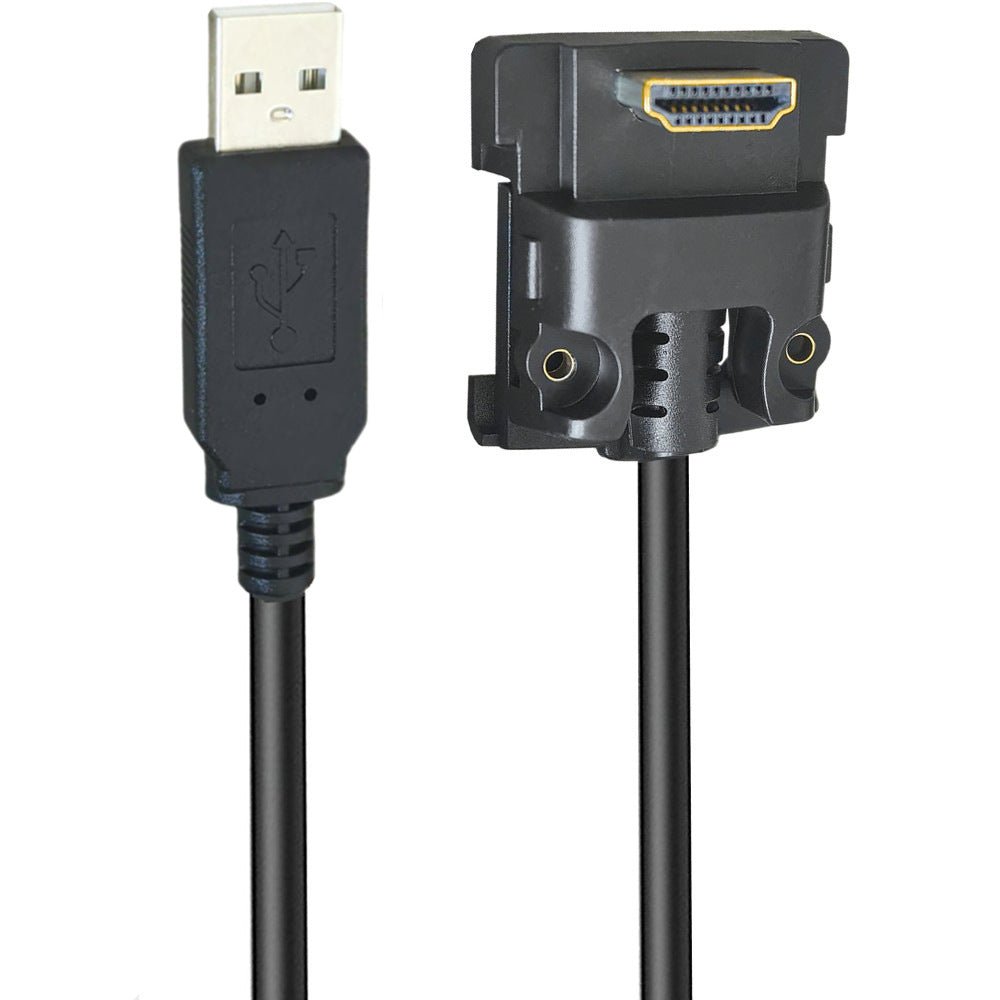 HDMI cable with USB connector on a white background