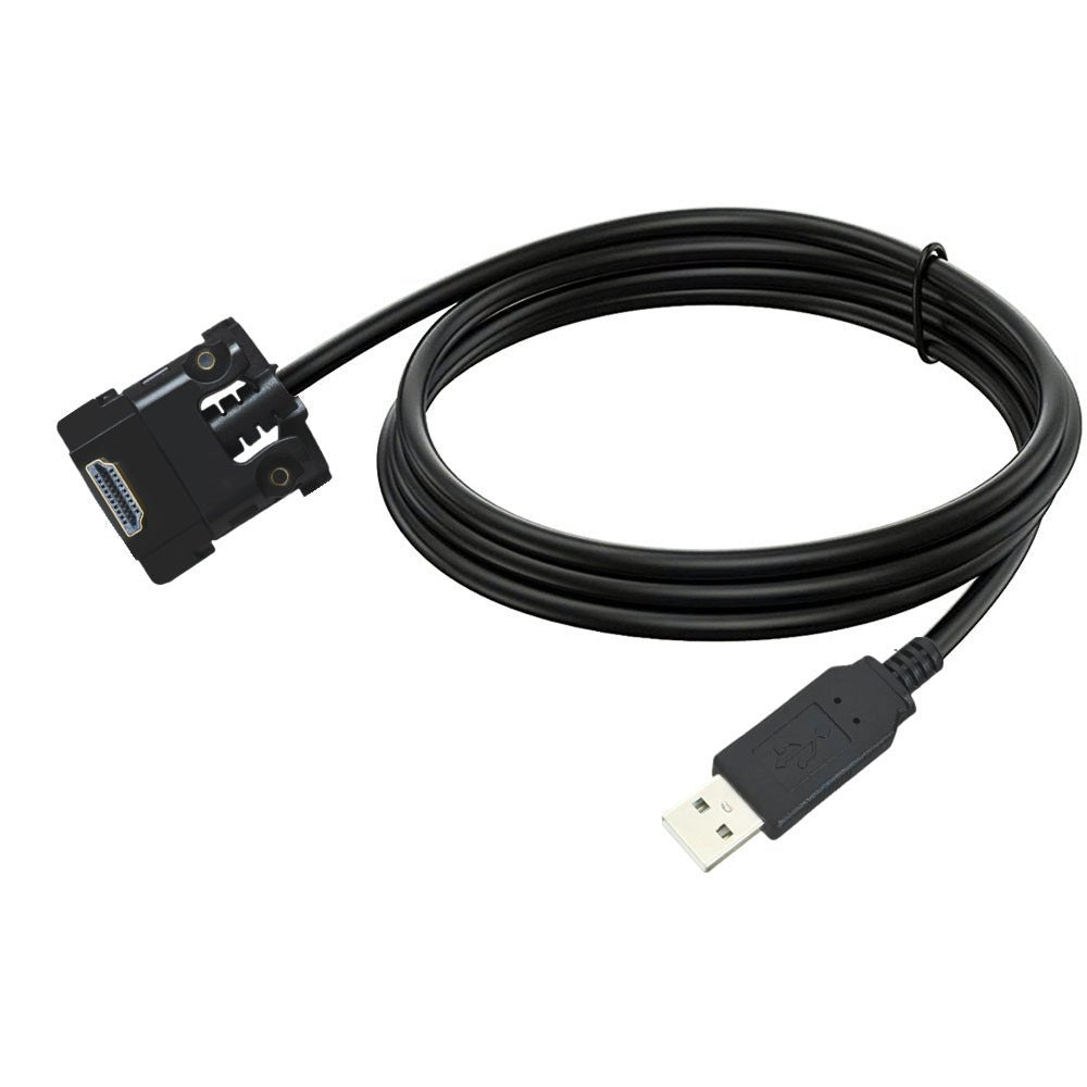 Black USB extension cable with connectors on a white background