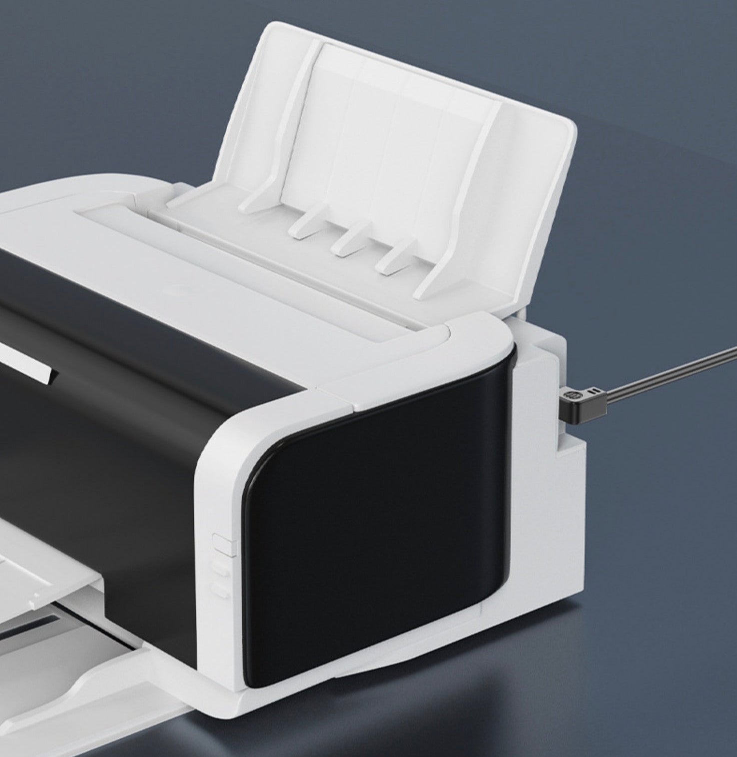 USB 2.0 Type-B extension cable connected to a printer for enhanced connectivity.