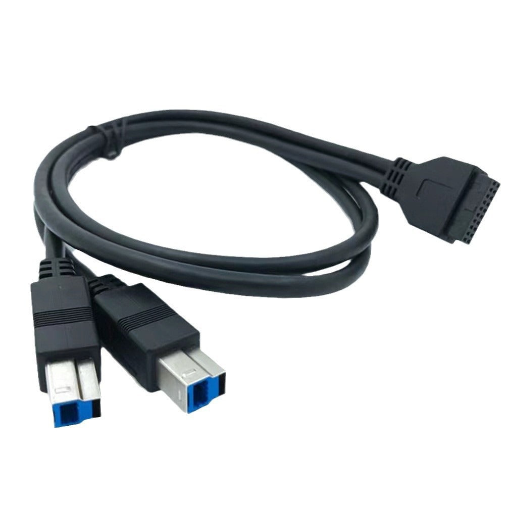 USB 3.0 19 pin female to dual USB Type B male printer cable