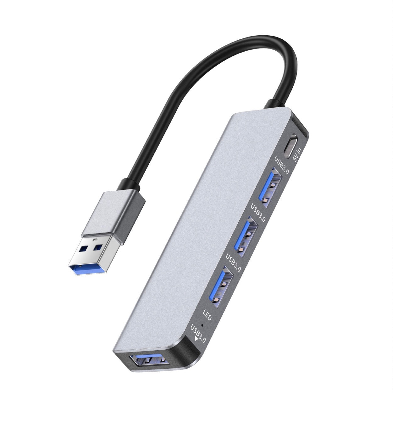 USB 3.0 4 port hub with USB-C power delivery for laptops and PCs