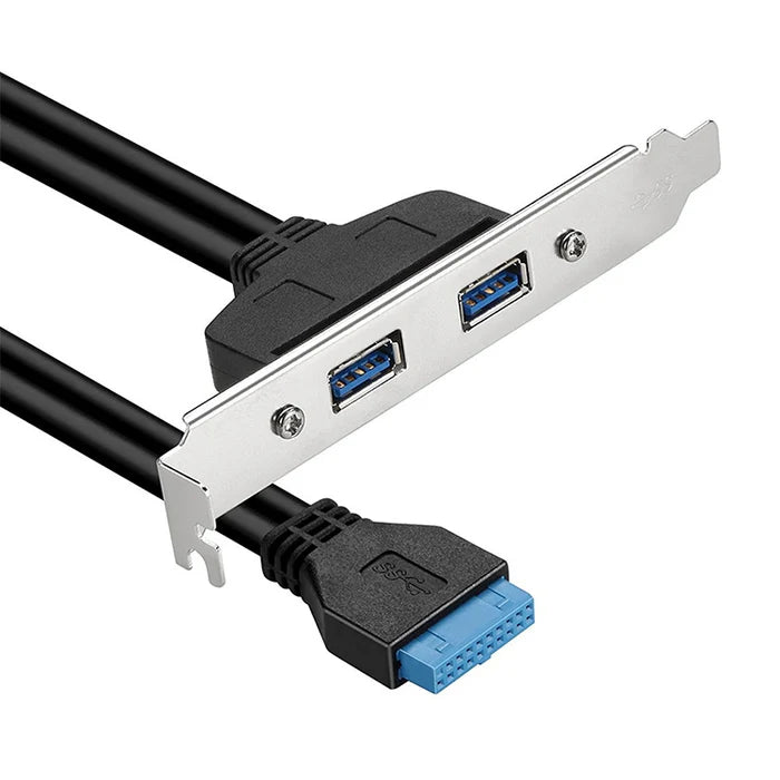 Two USB 3.0 ports on PCI bracket for motherboard connection