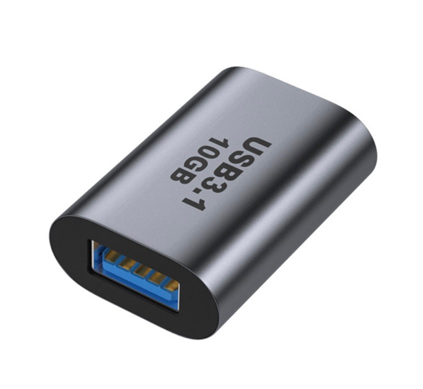 USB 3.0 female to USB C 3.1 female coupler adapter supporting 10Gbps transfer speeds