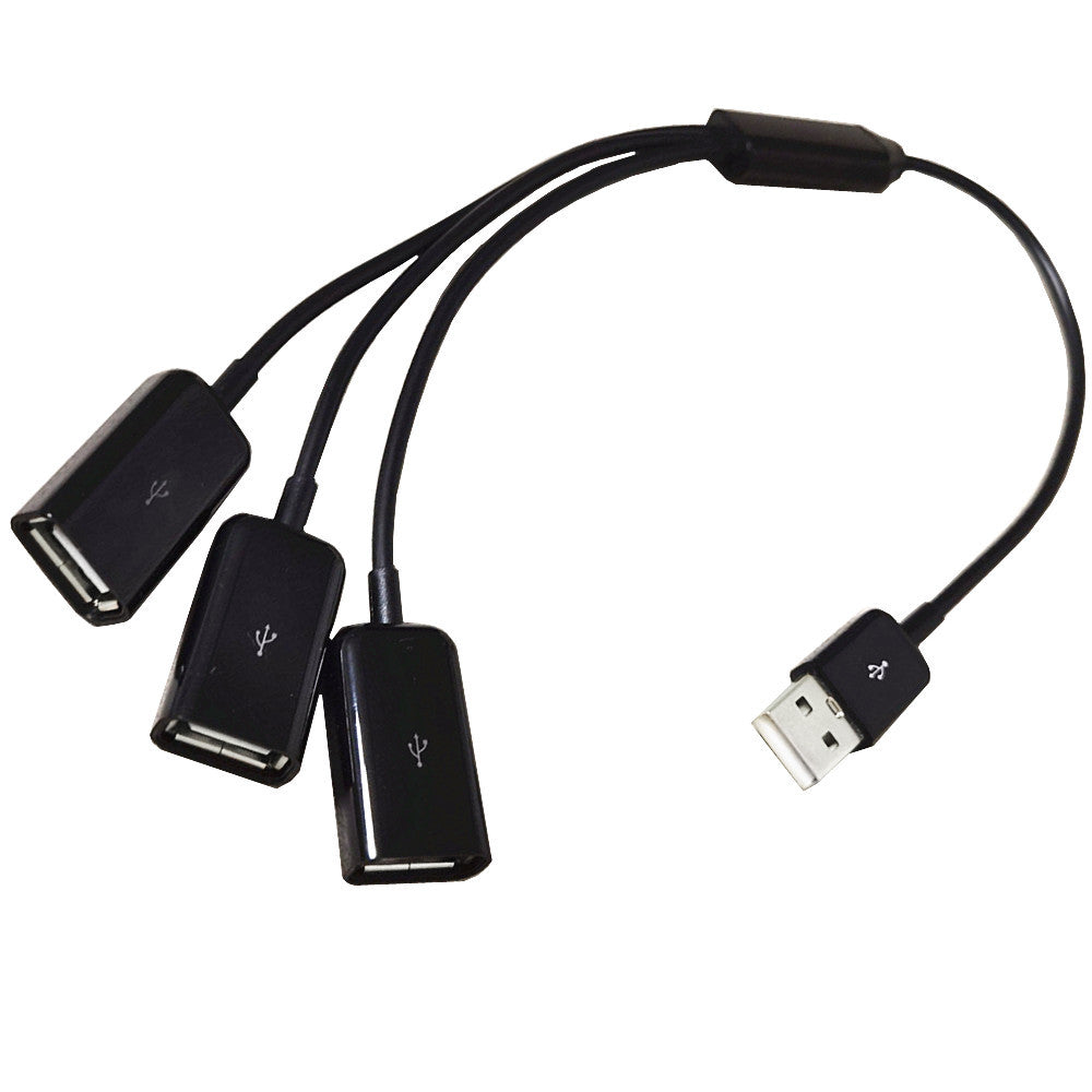 USB splitter cable with three USB-A female ports