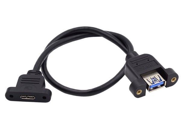 USB 3.0 Type A female panel mount connector with screw holes