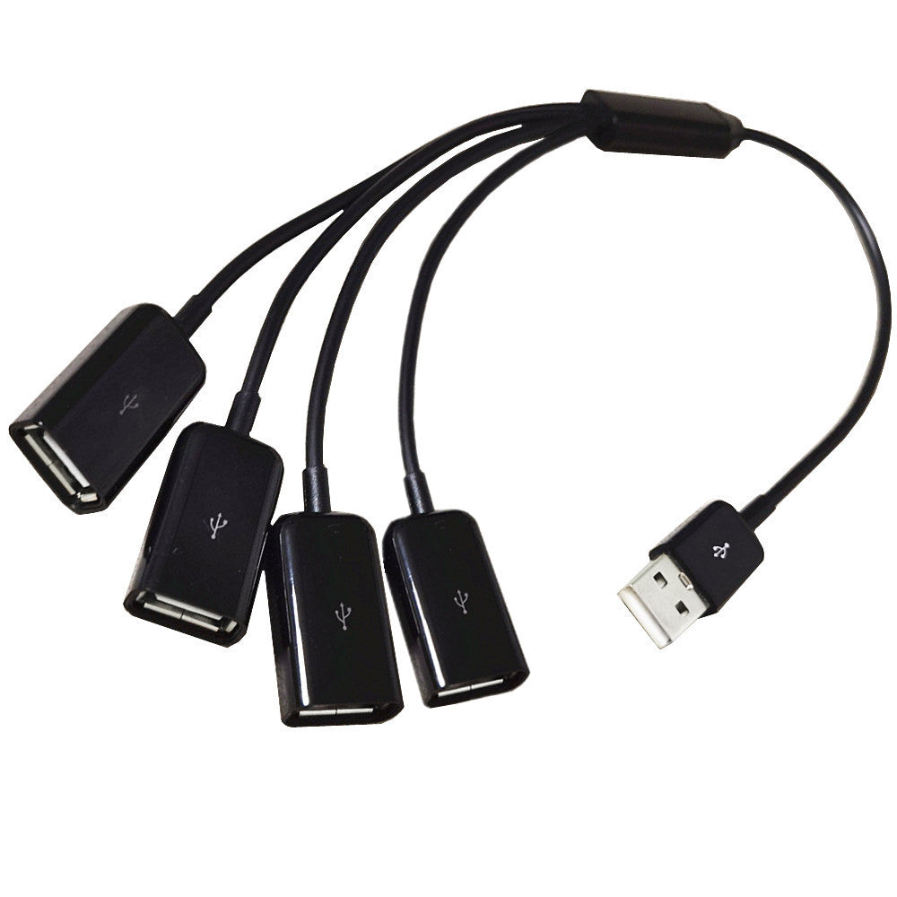 USB splitter cable with four USB-A female ports